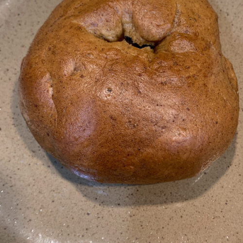 pumpkin bagel on plate