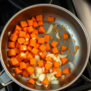 saute onion, garlic and carrots