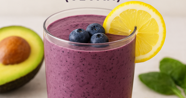 Blueberry Lemon Avocado Smoothie with Pineapple & Spinach (Vegan)