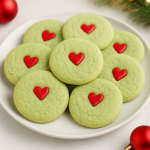 Vegan Grinch Heart Sugar Cookies