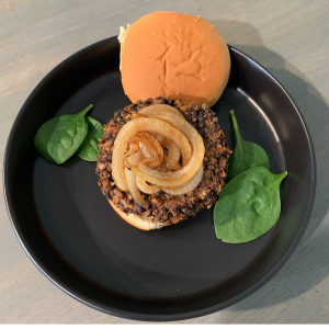 assemble and serve black lentil burgers