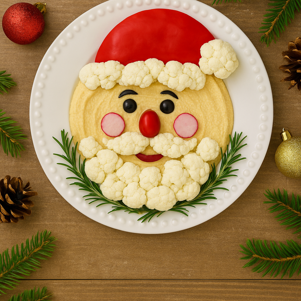 Santa Hummus Veggie Plate: A Fun and Healthy Christmas Appetizer for Kids