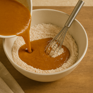 pour wet ingredients